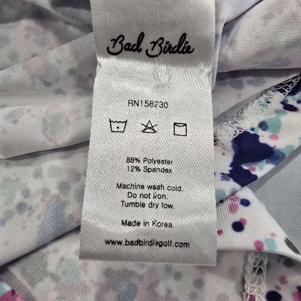 Bad Birdie Sleeveless Collared Golf Polo in White Multi Splatter - Picture 8 of 16
